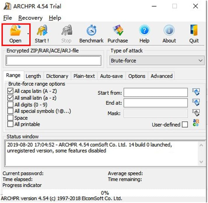 ѹļƽ⹤ߣAdvanced RAR Password Recoveryװʹ÷