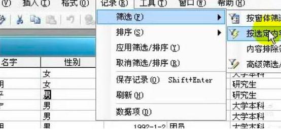 accessݿⰴѡɸѡ¼Ľ̳