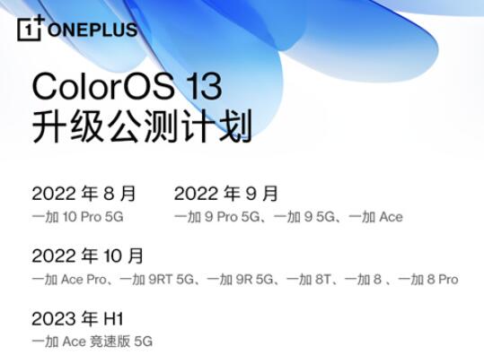 图:一加系列机型ColorOS 13 升级计划发布 全面升级