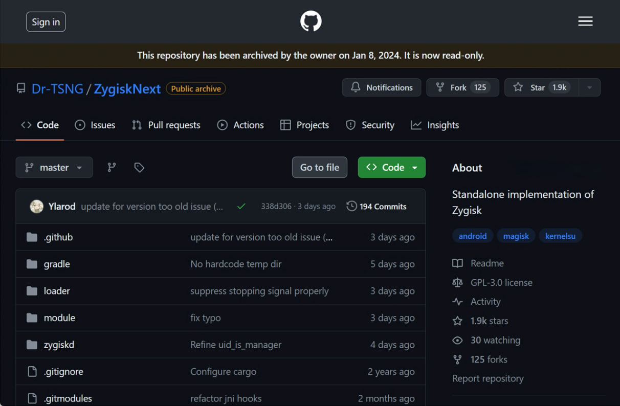 图:LSPosed事件后续:Zygisk Next、Shamiko、KSU均已宣布停止更新