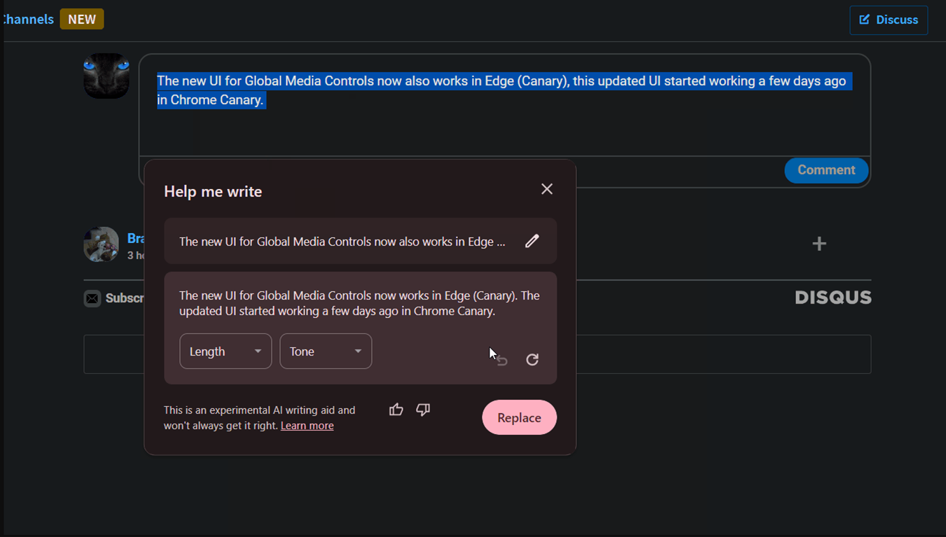 图:谷歌浏览器增加AI撰写功能 可以帮你快速改写或生成一段内容