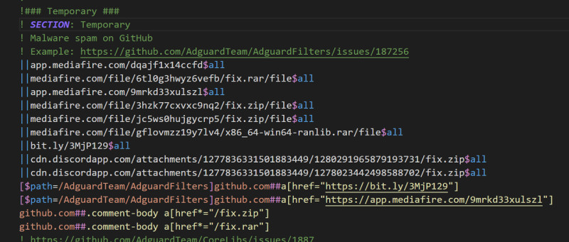 图:广告拦截软件AdGuard规则库被GitHub错误封禁 目前已经恢复正常
