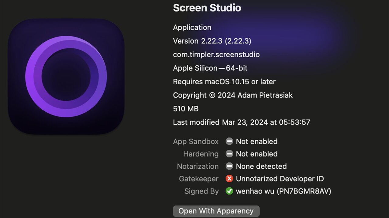 图:比某丁还不要脸?屏幕录像软件ScreenStudio被国内公司像素级盗版