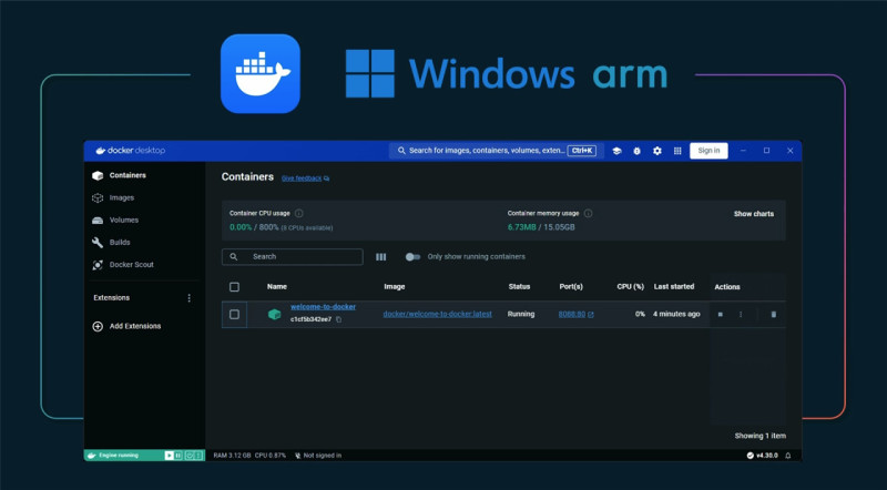 图:容器管理应用Docker Desktop现已推出Windows on Arm原生版