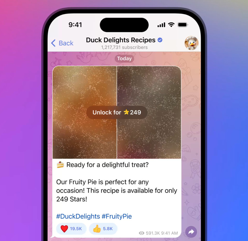 图:Telegram向订阅频道开通付费帖子 用户支付对应的星星数后才能查看内容